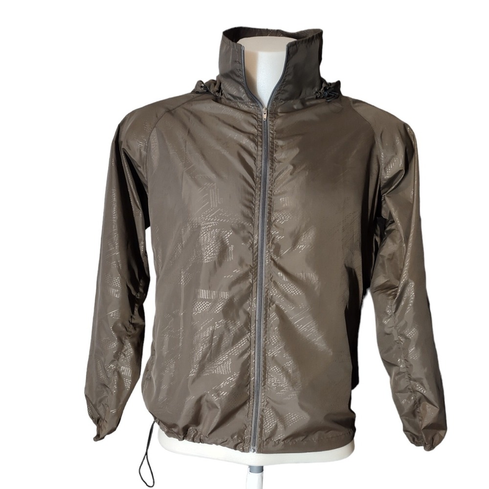 Kate Kasin Windbreaker Jacket Women's‎ Size S Gorp Core Geometric Full Zip Hood